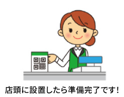 QRコードや取扱店ステッカーを店頭に設置し、利用開始です。